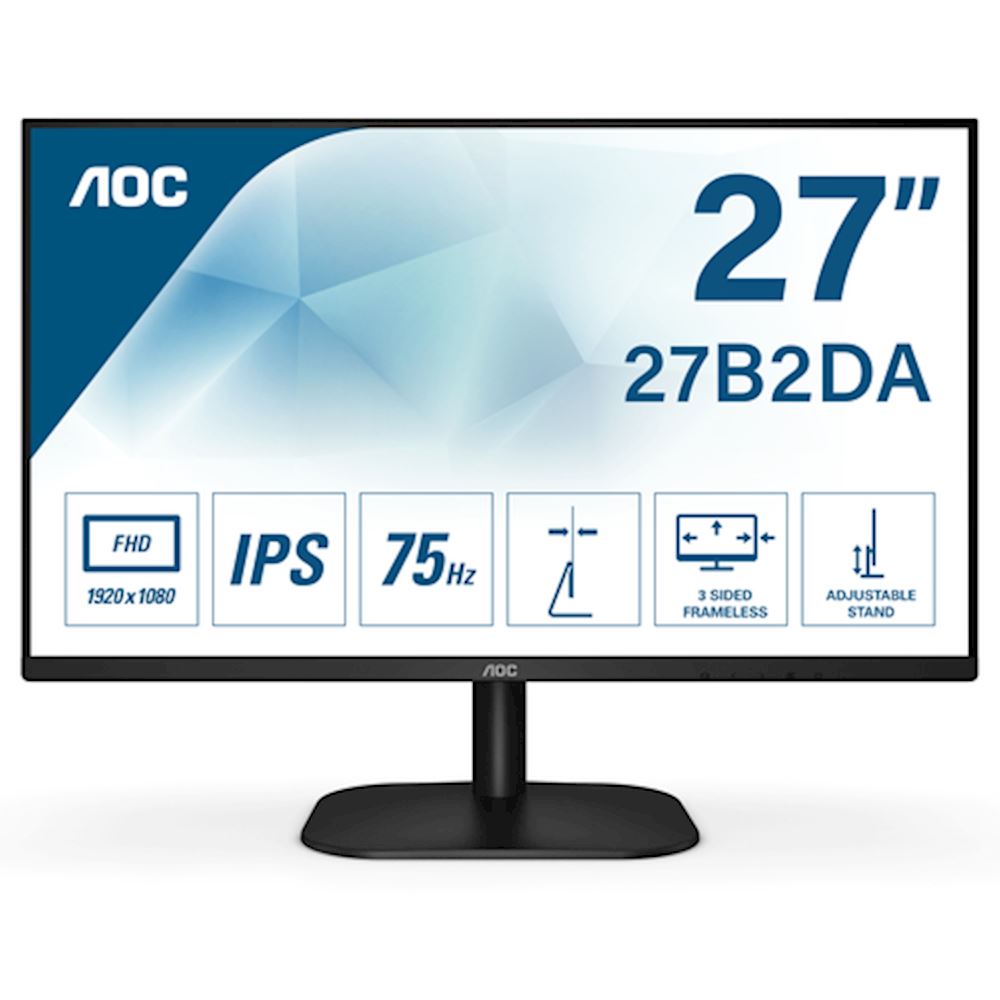 Multimédia AOC Aoc Monitor 27 LED IPS 16:9 FHD 4MS 250 CDM VGA/HDMI/DVI 