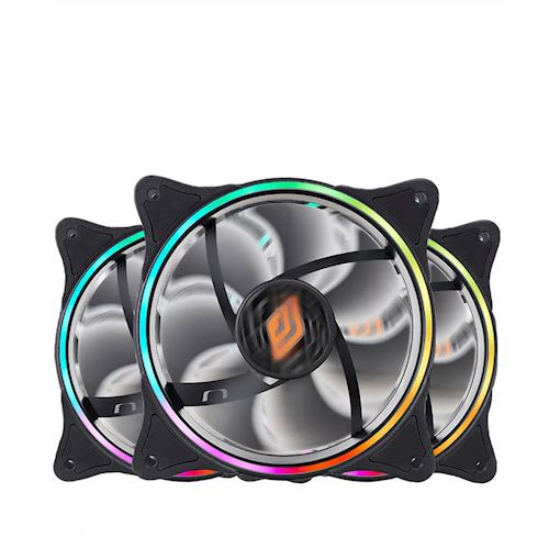 3 Ventole 120mm PWM Dual Halo Slim RGB Rainbow Addressable 1200RPM Skiron  White della Noua