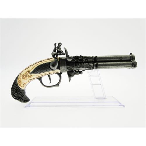 pistola-antica-tripla-canna-effetto-avorio-29-cm