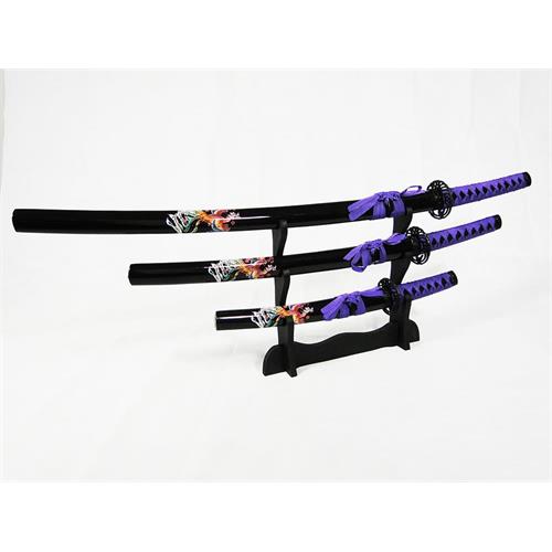 set-tris-katana-wakizashi-tanto-purple-dragon-drago-viola