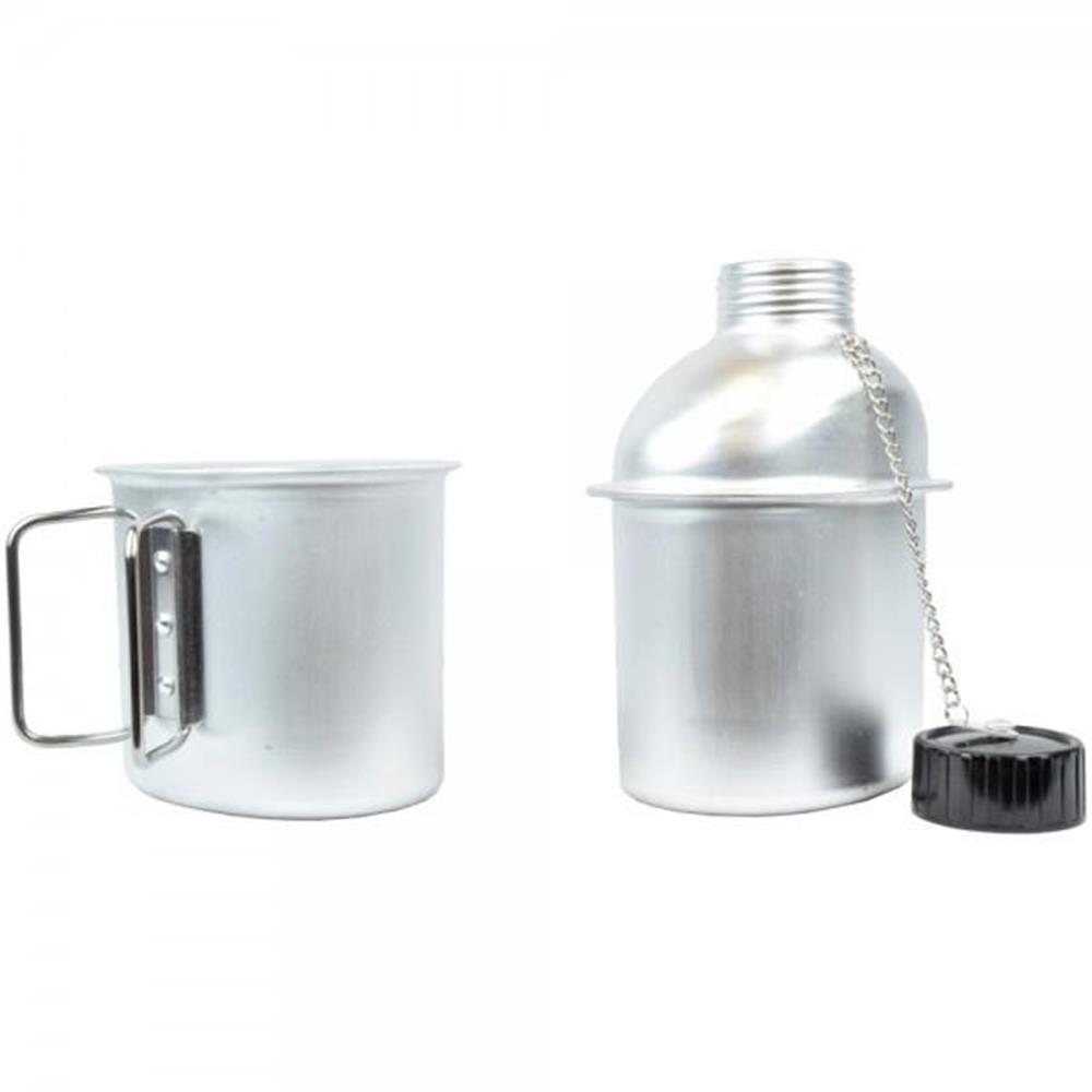 Borraccia Militare 1L Acciaio Inox Con Tazza E Custodia - Kit Mensa Per Escursioni E Campeggio