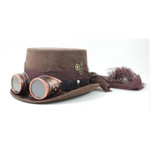 cappello-marrone-steampunk-con-occhiali-ingranaggi-e-velo-donna