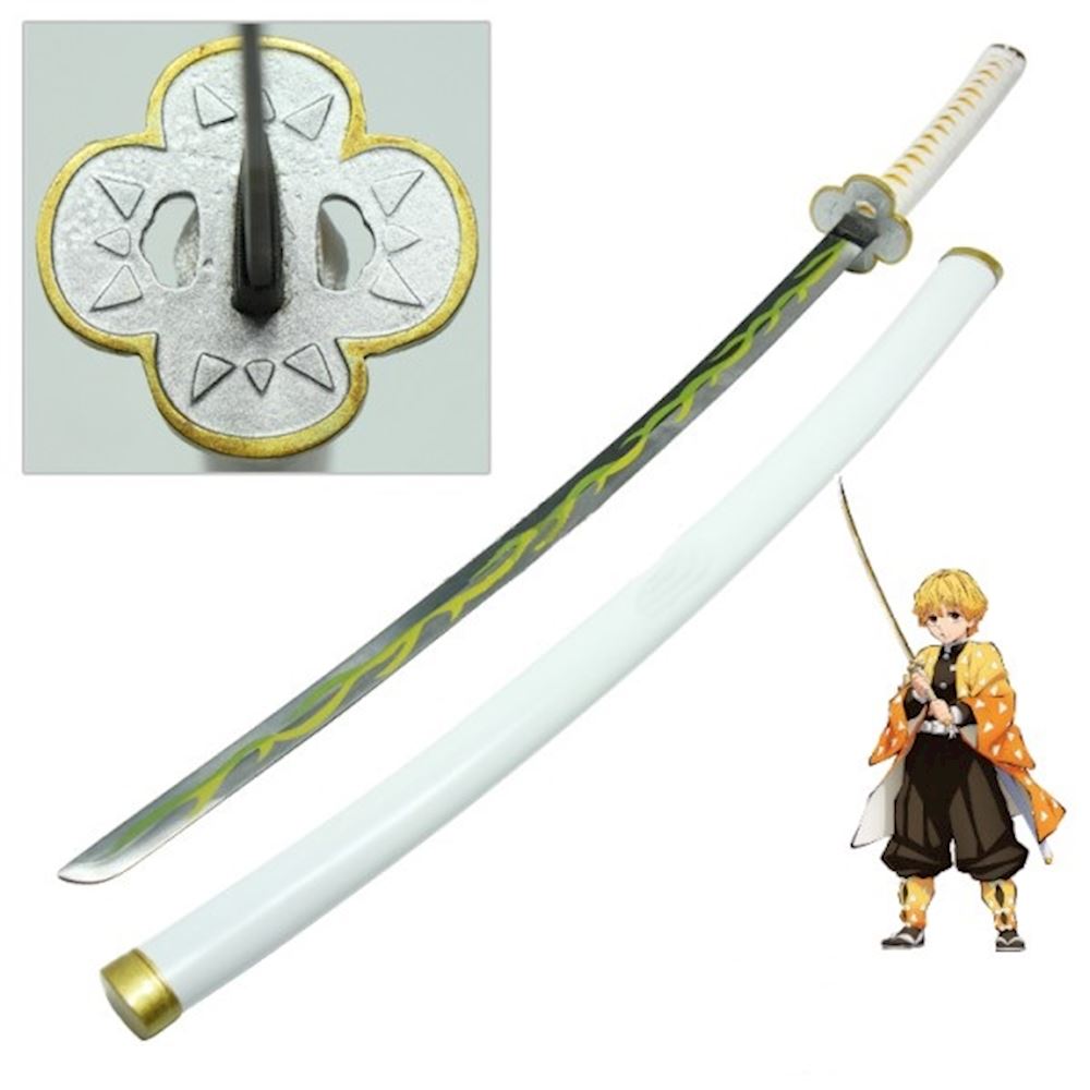 Katana Cosplay in legno lama bamboo Demon Slayer Kimetsu No Yaiba Zenitsu  Agasuma Fumetti e Manga - Antica Porta del Titano: armeria a San Marino e  softair shop online