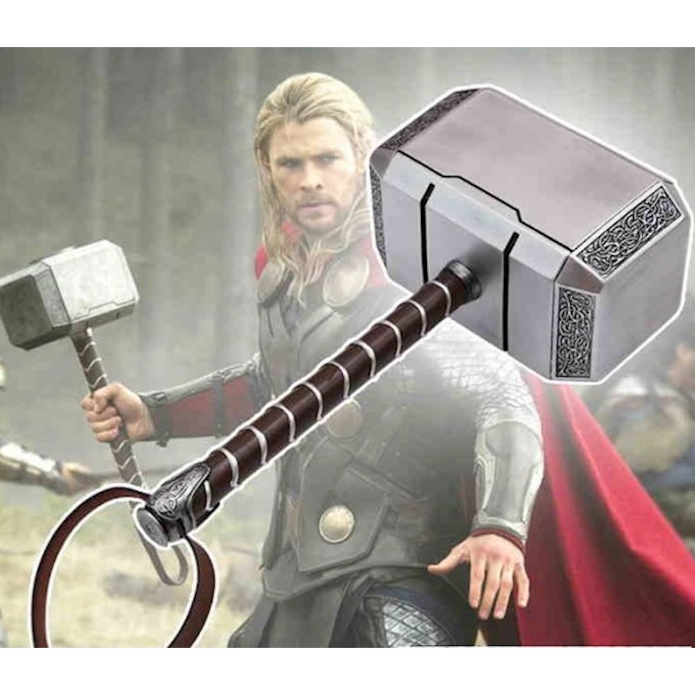 Mjolnir il martello di Thor in resina fatto a mano per cosplay The Avengers  44x22 cm