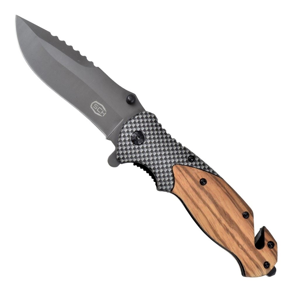 Coltello Pieghevole Tattico G84H03 – Acciaio Inox, Nero – Per Caccia, Outdoor E Salvataggio