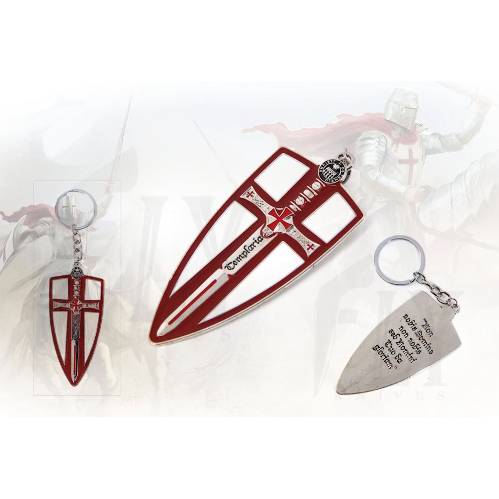 Portachiavi Cavaliere Templare Con Sigillo - Realizzato A Mano In Peltro Inglese Senza Piombo, 5 Cm - 3