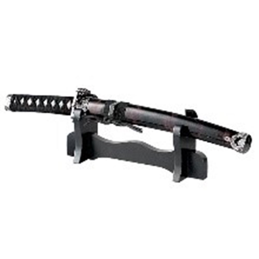 Supporto Per 2 Katane In Legno Con Velluto Blu - Da Tavolo, Include Storia Dei Samurai - Foto 3