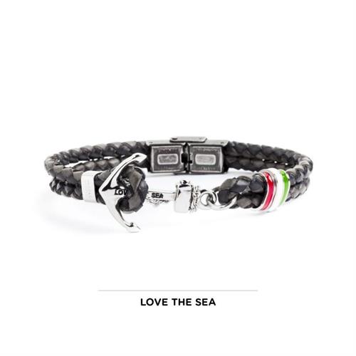 bracciale-pelle-nera-con-barilotto-e-ancora