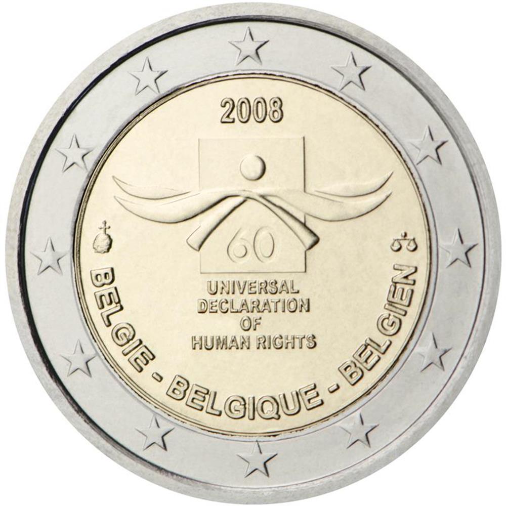 2 euro Belgio 2008 Dichiarazione Universale dei diritti dell'Uomo Belgio Euro commemorativi