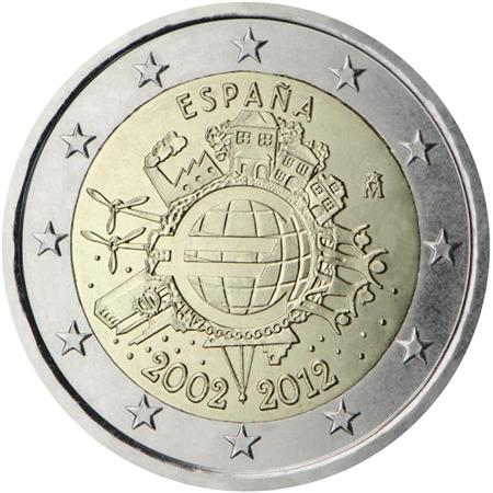 2 euro Spagna 2012 UME decennale unione monetaria Spagna - Euro  commemorativi, monete e francobolli rari - EuroAnticaPorta