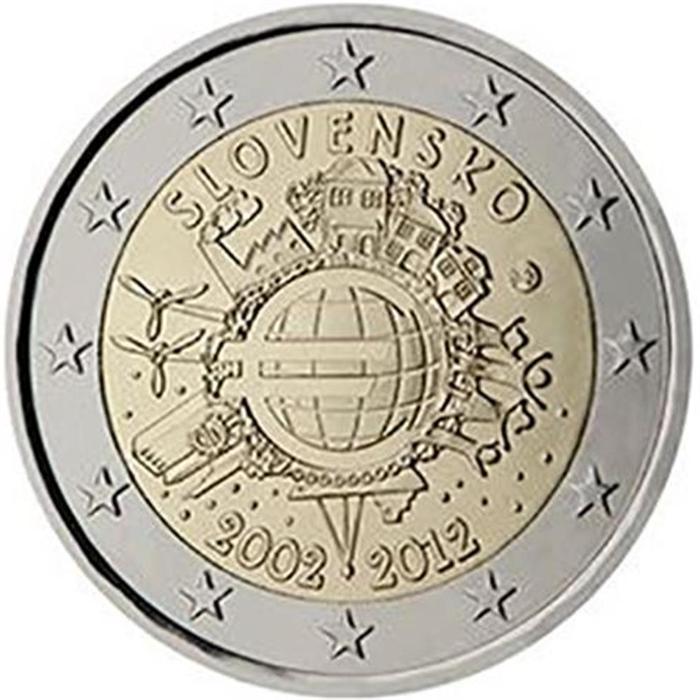 2 euro Slovacchia 2012 UME decennale unione monetaria Slovacchia - Euro  commemorativi, monete e francobolli rari - EuroAnticaPorta