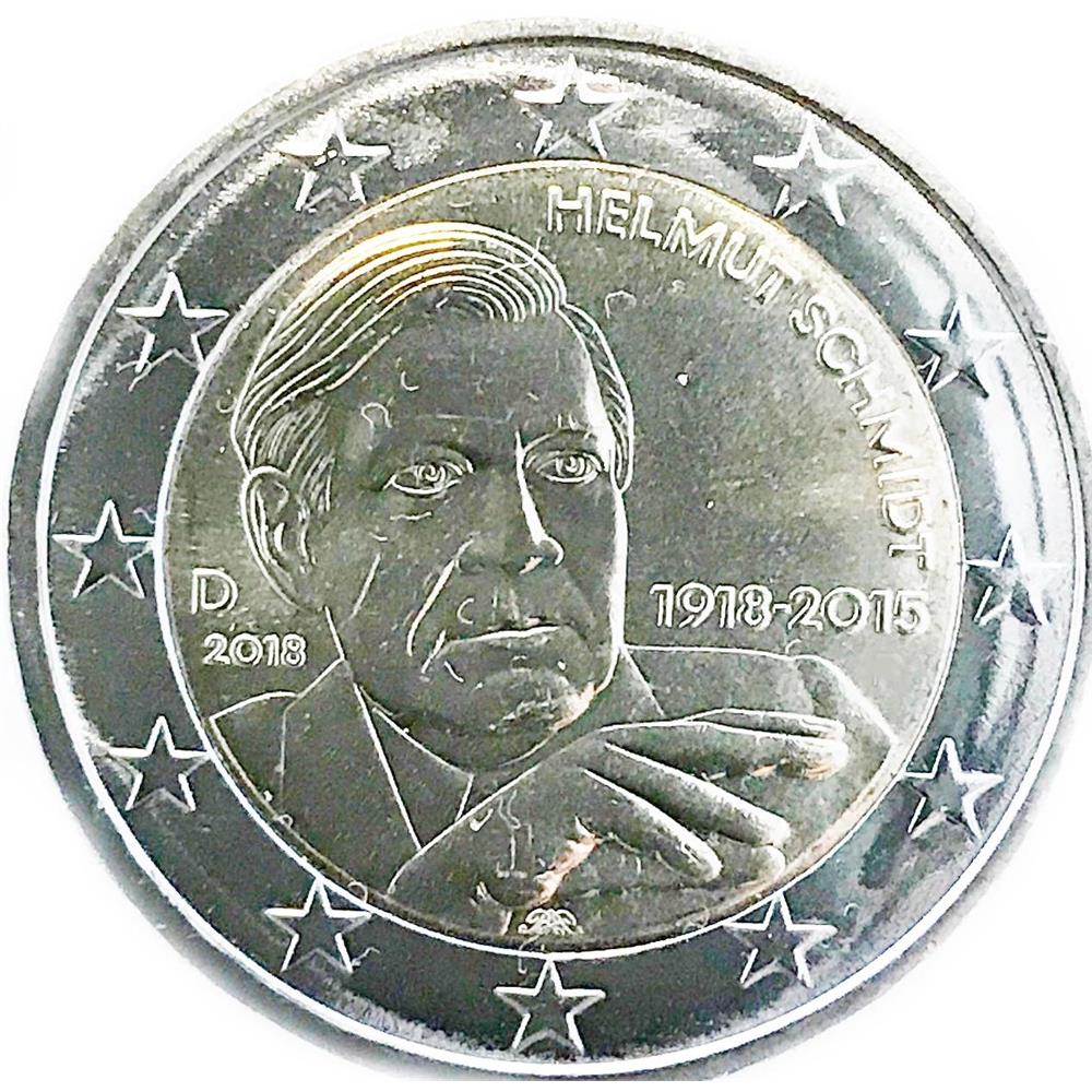 2 euro Germania 2018 zecca: D Helmut Schmidt Germania - Euro commemorativi,  monete e francobolli rari - EuroAnticaPorta
