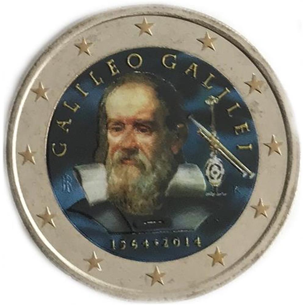 2 euro Italia 2014 Galileo Galilei colorata Colorati Euro commemorativi, e francobolli 2 euro Italia 2014 Galileo Galilei colorata Colorati Euro commemorativi, e francobolli