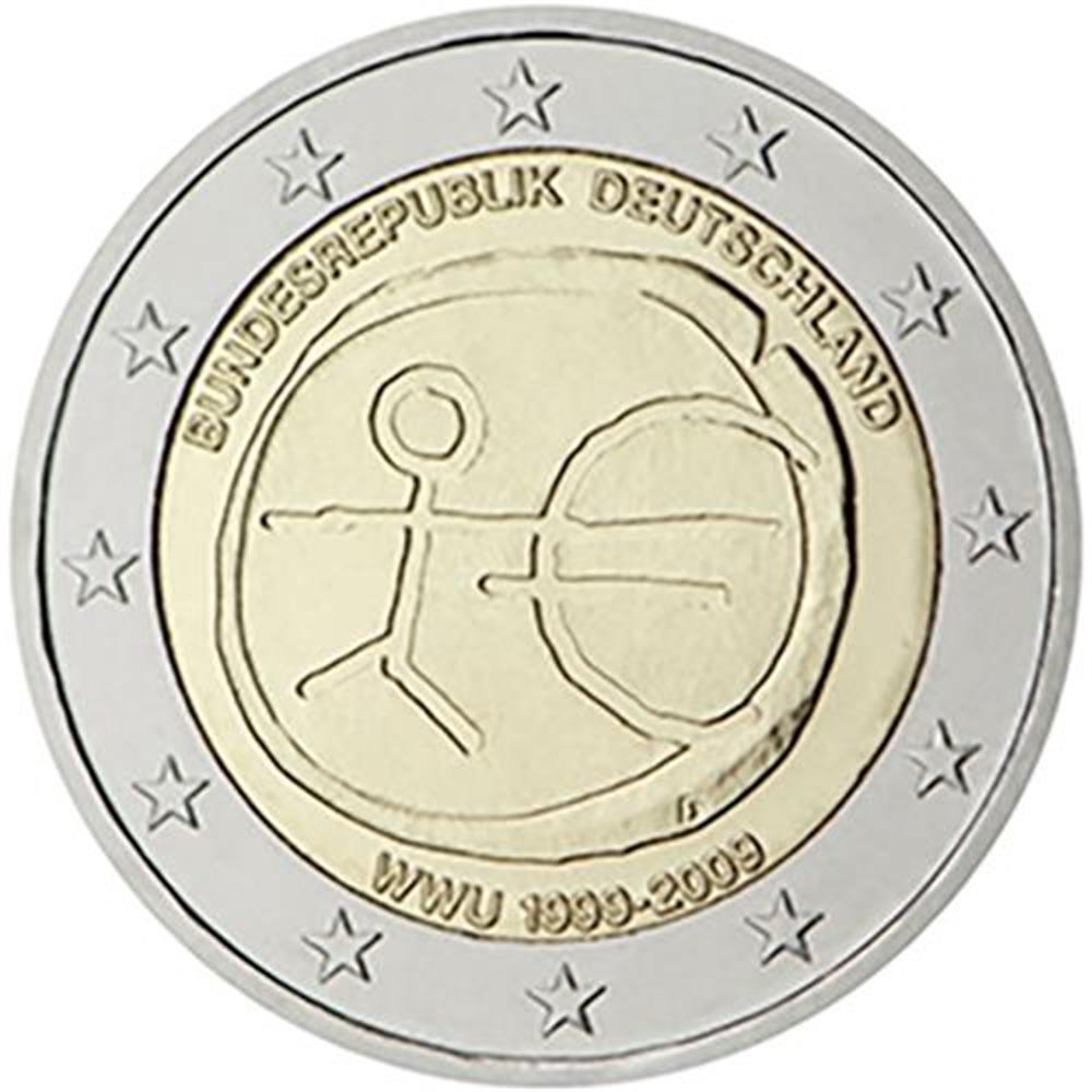 2 euro Germania 2009 zecca: D EMU decennale unione economica e monetaria  Germania - Euro commemorativi, monete e francobolli rari - EuroAnticaPorta