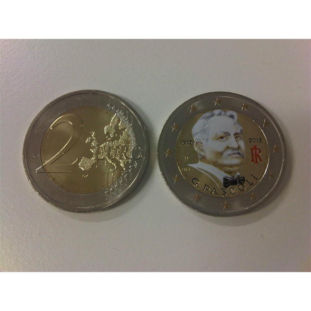 2 euro Italia 2012 Giovanni Pascoli colorata Colorati - Euro commemorativi, monete  e francobolli rari - EuroAnticaPorta