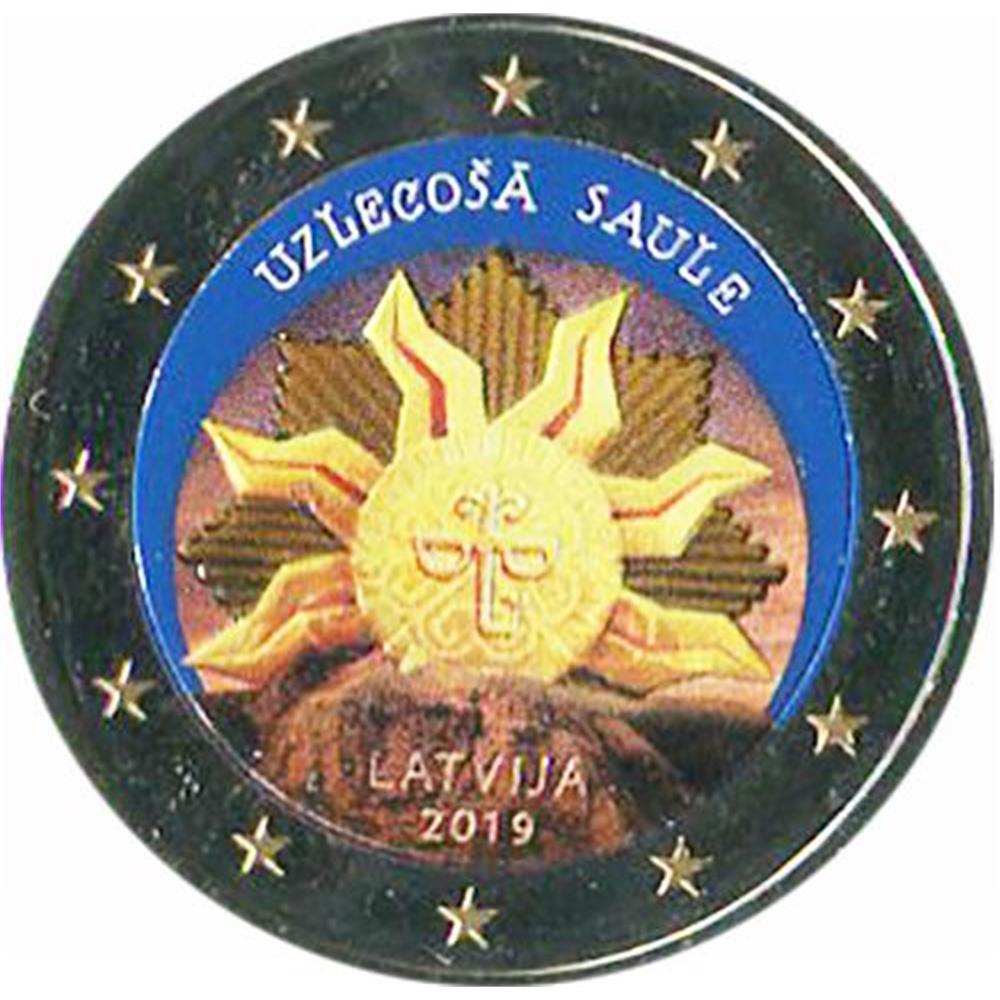2 euro Lettonia 2019 Stemma sole nascente colorata Colorati Euro