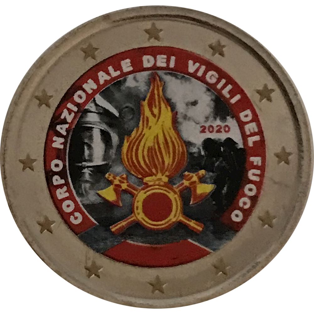2 euro Italia 2020 Vigili del Fuoco colorata Colorati Euro commemorativi, e francobolli 2 euro Italia 2020 Vigili del Fuoco colorata Colorati Euro commemorativi, e francobolli