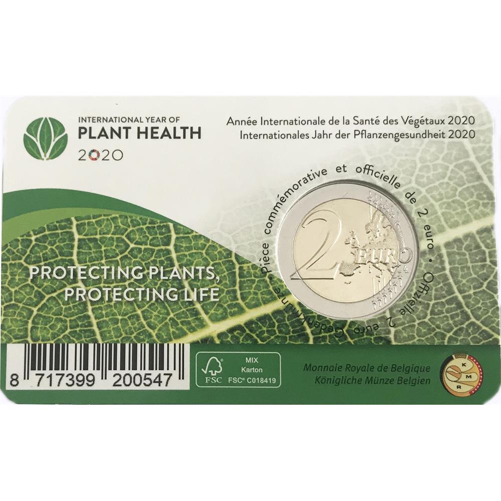 2 euro Belgio 2020 fdc Anno internazionale della salute delle piante  Coincard lato francese 2020 - Euro commemorativi, monete e francobolli rari  - EuroAnticaPorta