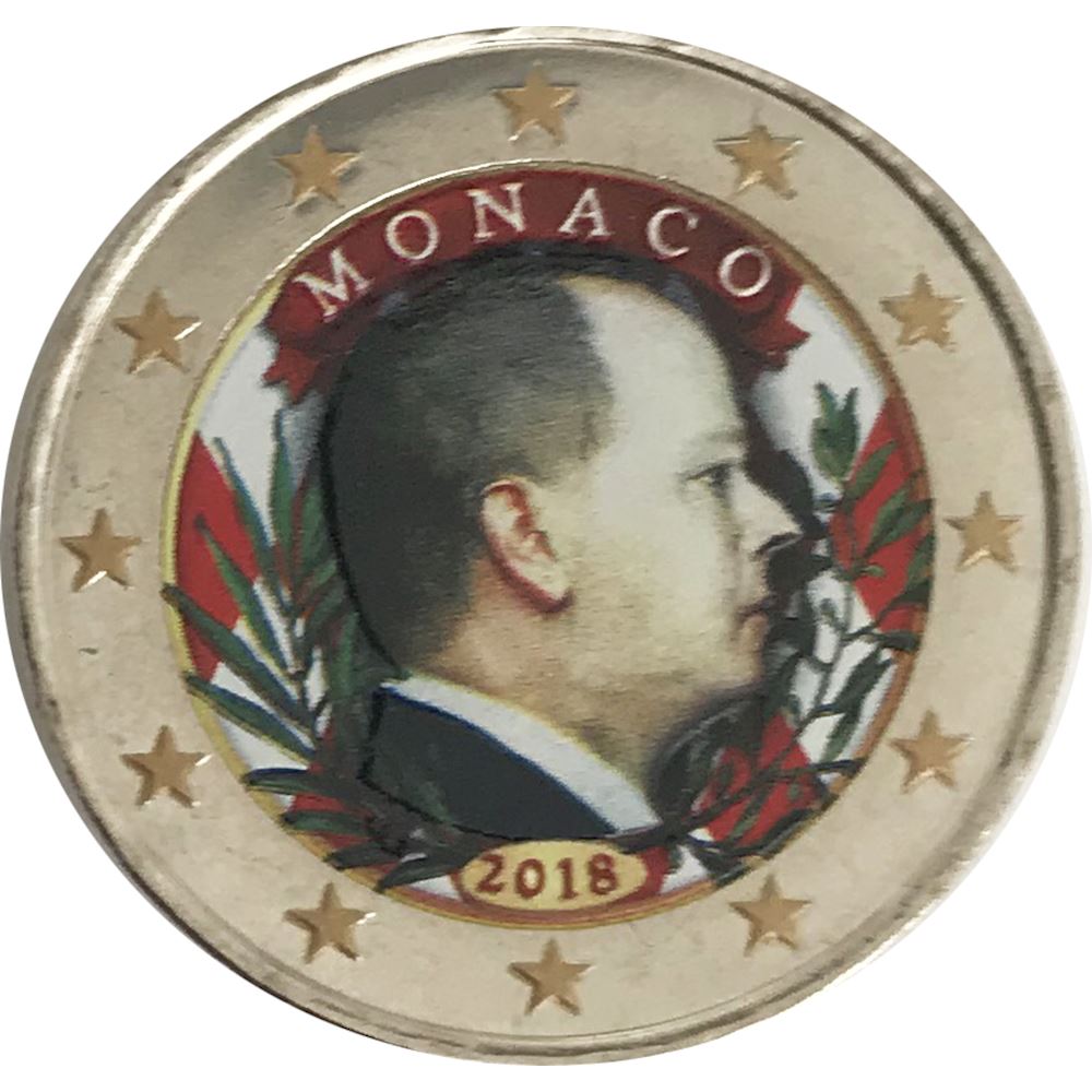2 euro Monaco 2018 Principe Alberto II colorata Colorati Euro commemorativi, e 2 euro Monaco 2018 Principe Alberto II colorata Colorati Euro commemorativi, e
