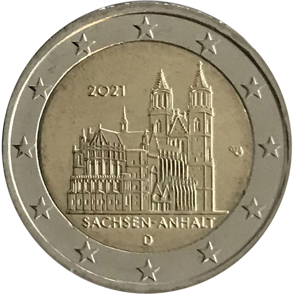 2 euro Germania 2021 Sassonia-Anhalt - duomo di Magdeburgo zecca: J 2021 -  Euro commemorativi, monete e francobolli rari - EuroAnticaPorta