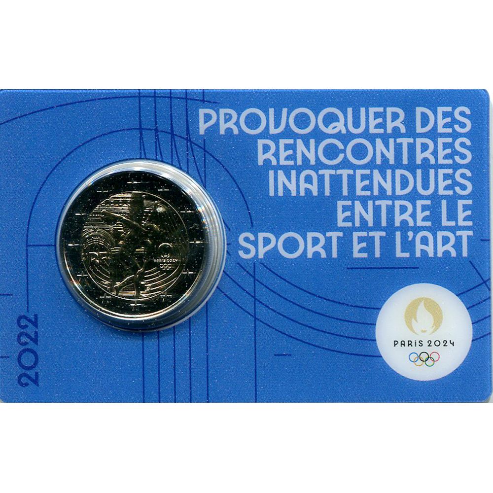 2 euro Francia 2022 fdc COINCARD Giochi Olimpici di Parigi 2024 BLU 2022 - Euro  commemorativi, monete e francobolli rari - EuroAnticaPorta