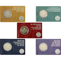 2 euro Francia 2021 Giochi Olimpici di Parigi 2024 TUTTE 5 le coincard 2021  - Euro commemorativi, monete e francobolli rari - EuroAnticaPorta