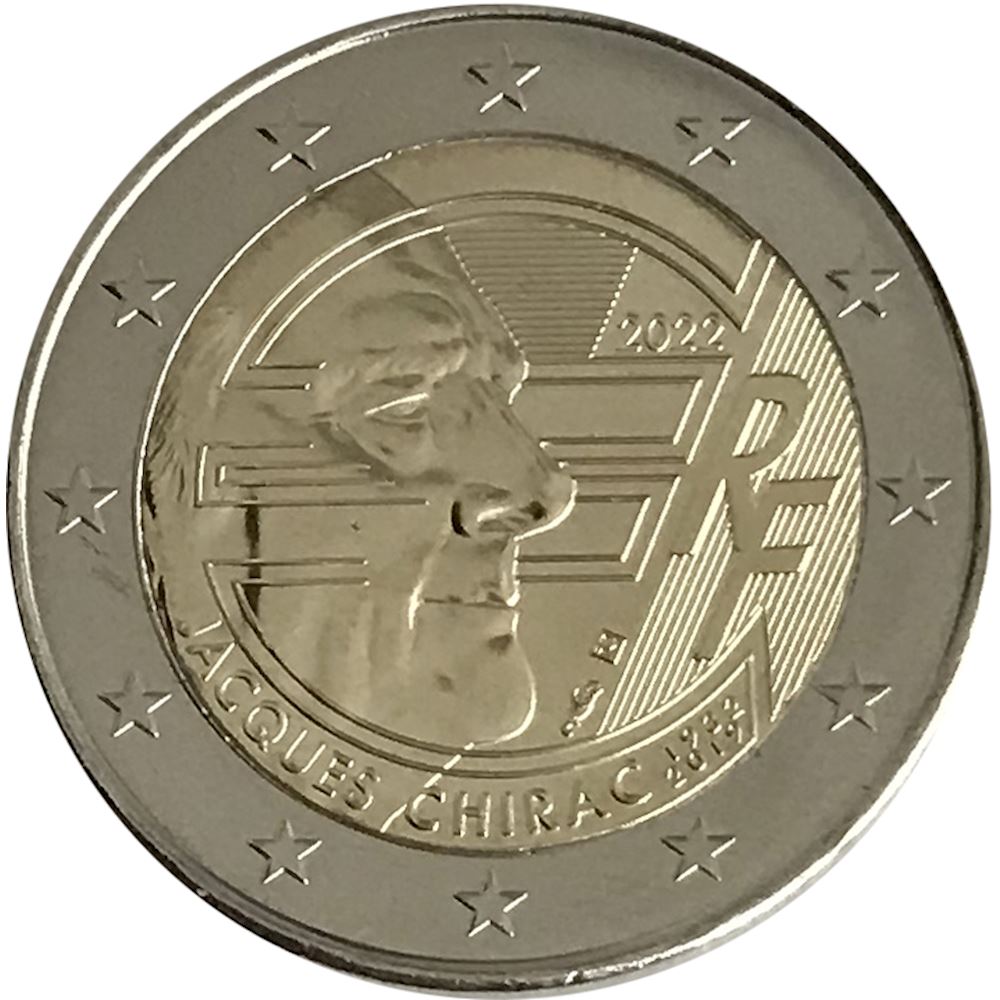 2 euro Francia 2022 Jacques Chirac 2022 - Euro commemorativi, monete e  francobolli rari - EuroAnticaPorta