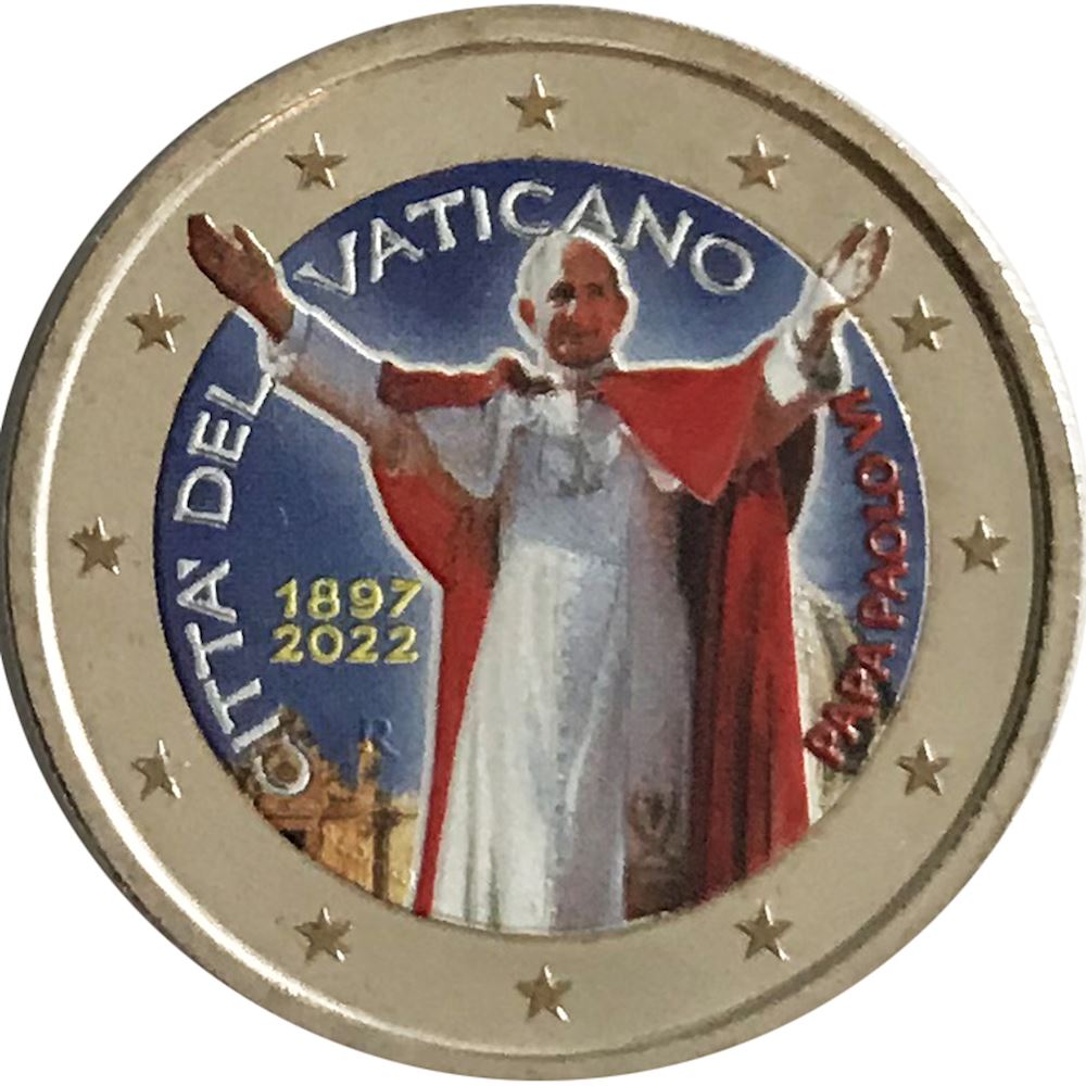 2 euro Vaticano 2022 Colorata papa Paolo VI Colorati - Euro ...