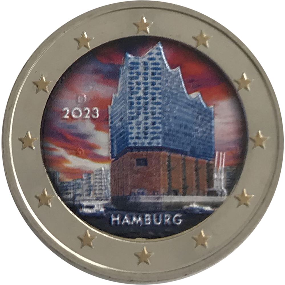 2 euro Germania 2023 Colorata Serie: Stati federali II - Amburgo Colorati - Euro  commemorativi, monete e francobolli rari - EuroAnticaPorta