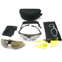 Lunettes De Tir Avec 3 Verres Interchangeables - Jaune, Transparent, Fumé - Coque Rigide