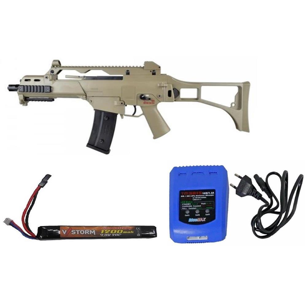 G36C TAN WITH LIPO BATTERY AND BATTERY CHARGER PROFESSIONAL ELECTRIC RIFLES Il Semaforo