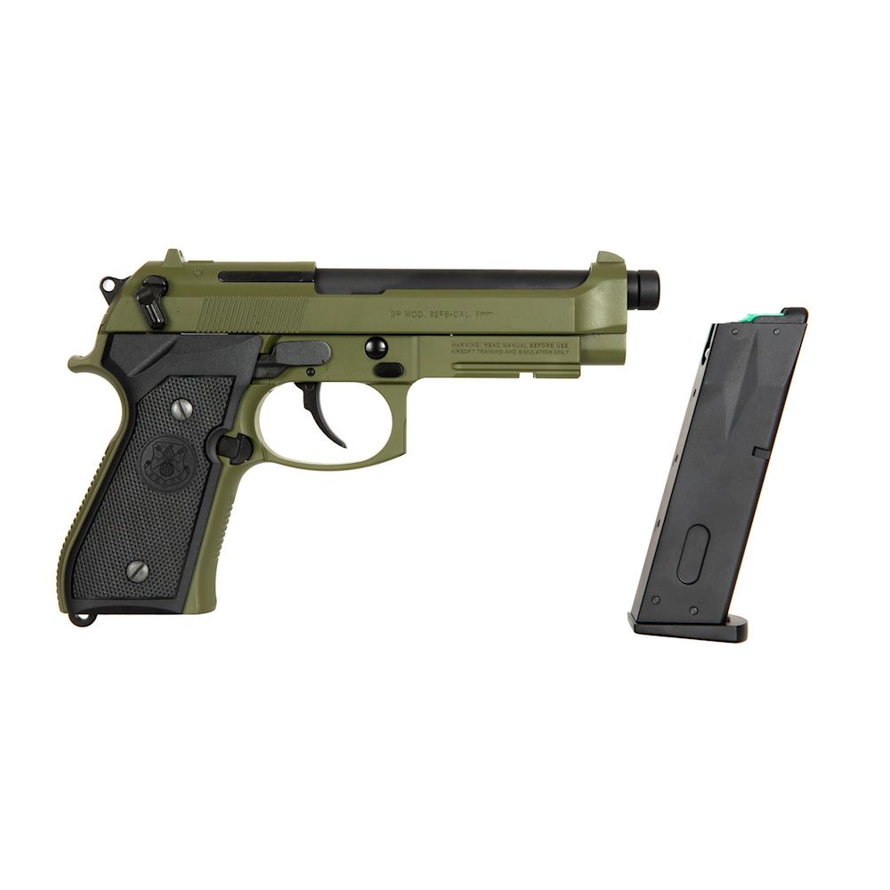 GPM92 B92F TACTICAL GAS SCARRELLANTE FULL METAL GREEN PISTOLE GREEN GAS  SCARRELLANTI - IlSemaforo