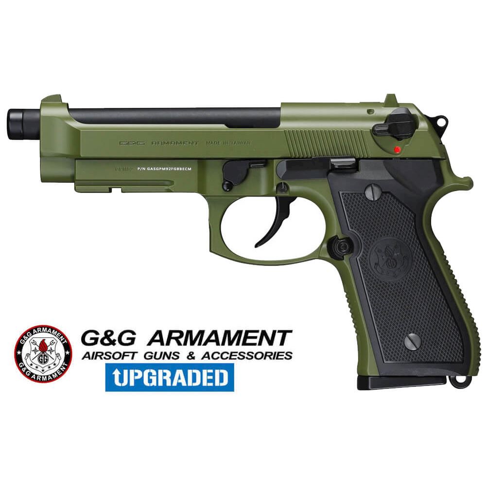 GPM92 B92F TACTICAL GAS SCARRELLANTE FULL METAL GREEN PISTOLE GREEN GAS  SCARRELLANTI - IlSemaforo