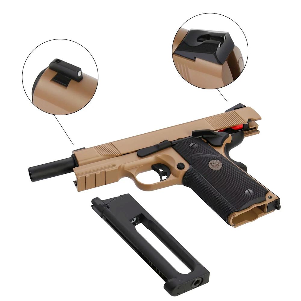 M1911 M.E.U. RAIL CO2 SCARRELLANTE FULL METAL TAN PISTOLE CO2 SCARRELLANTI  - IlSemaforo