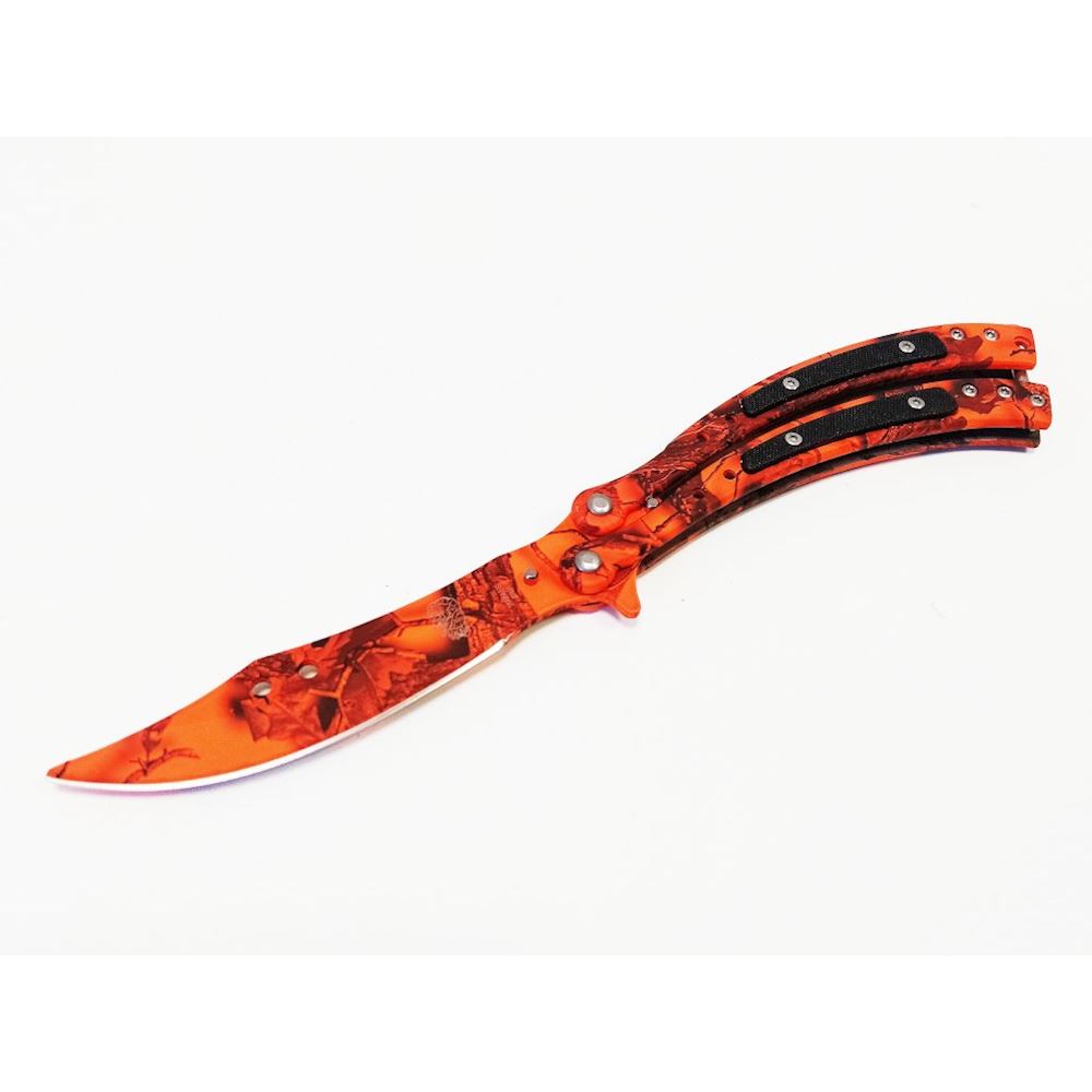 Red Samurai Butterfly Knife CNC Black Stainless