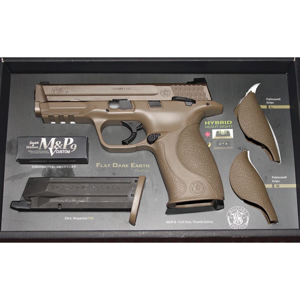 S&W M&P9 V CUSTOM TAN SCARRELLANTE MARUI PISTOLE GREEN GAS