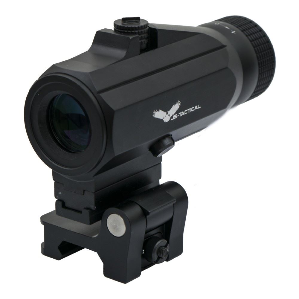 JS-TACTICAL MAGNIFIER 3X WITH FLIP MOUNT BLACK RED DOT - IlSemaforo
