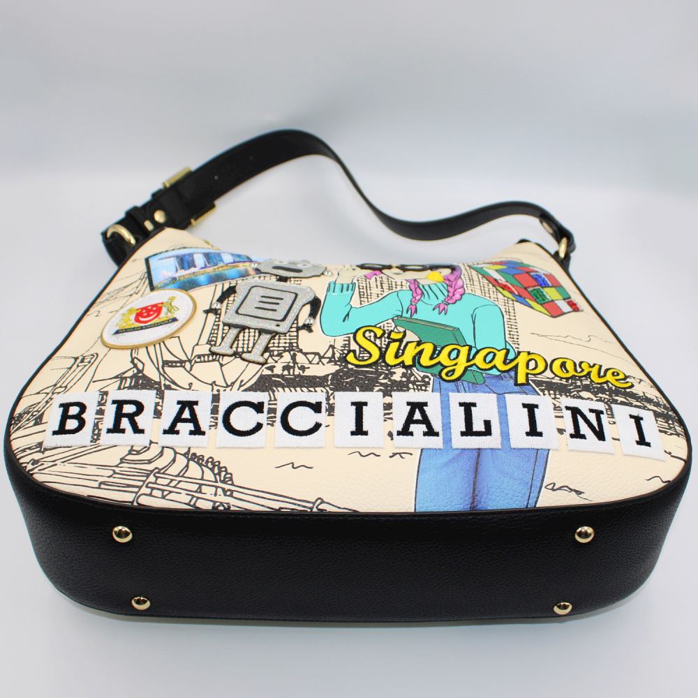 Shoulder Bag with Shoulder Strap Braccialini Line Cartoline