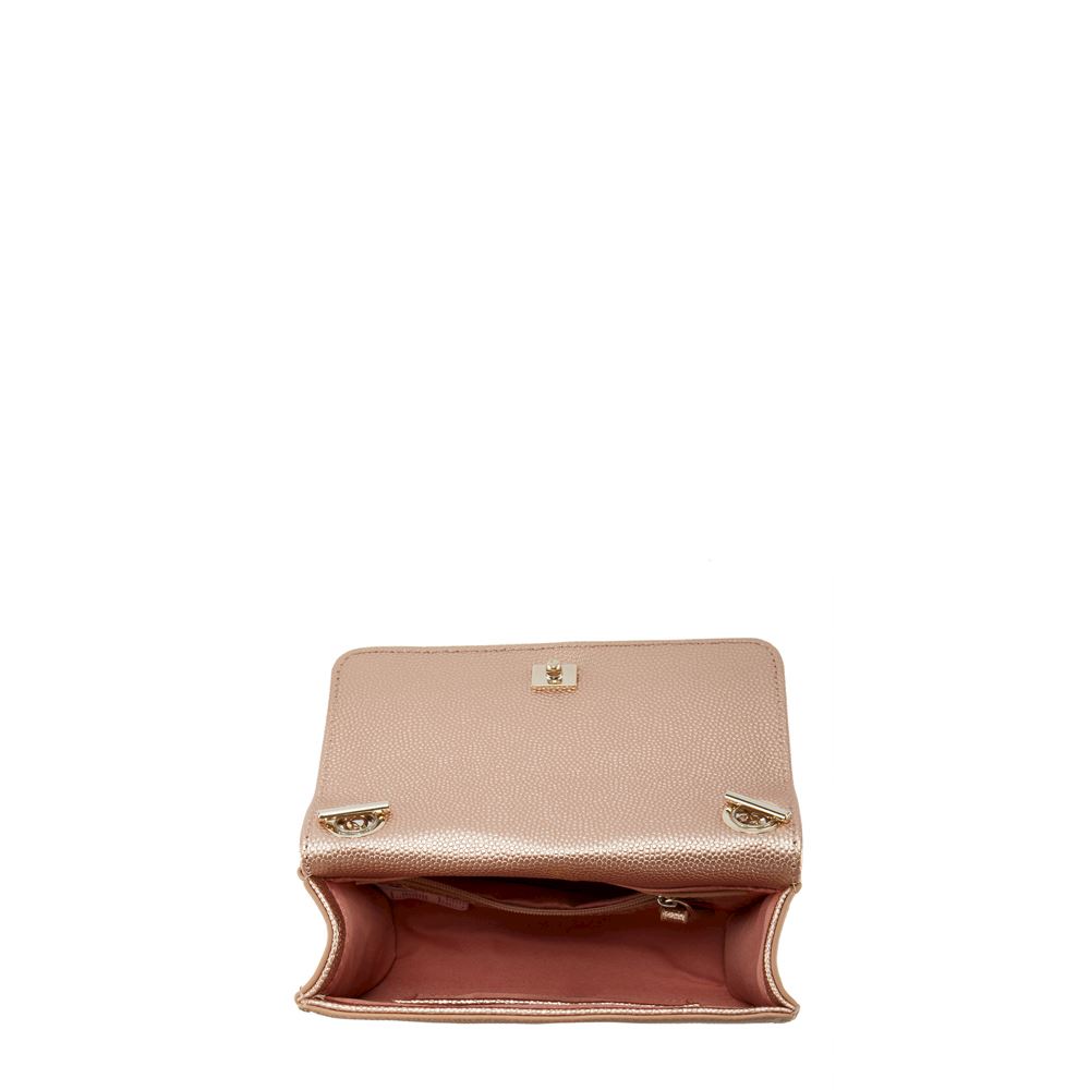 QZUnique Borsa Da Sera Floreale Donna - Pochette Con Angelo In Rilievo E Rosa, Borchiatura Oro Con Catena Di Perle, Stile Barocco