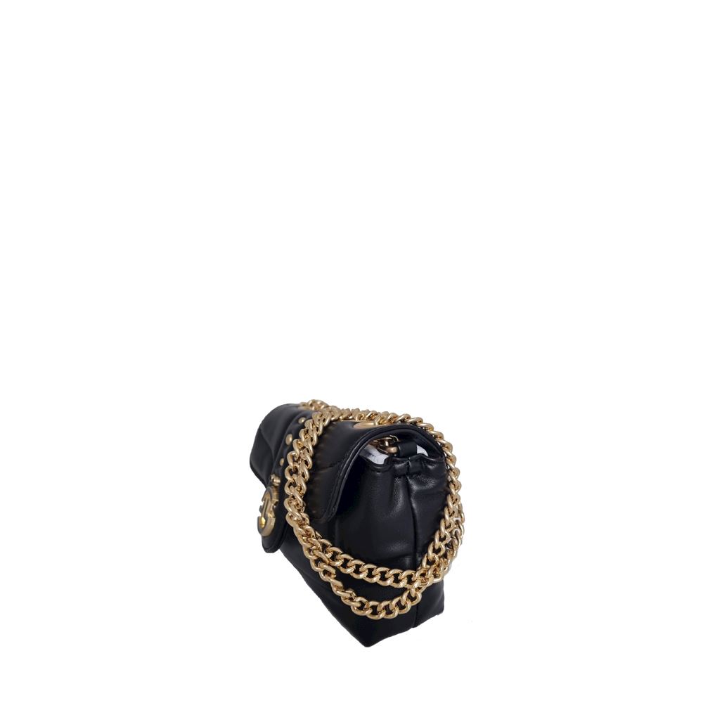 Black fashion bag with gold chain