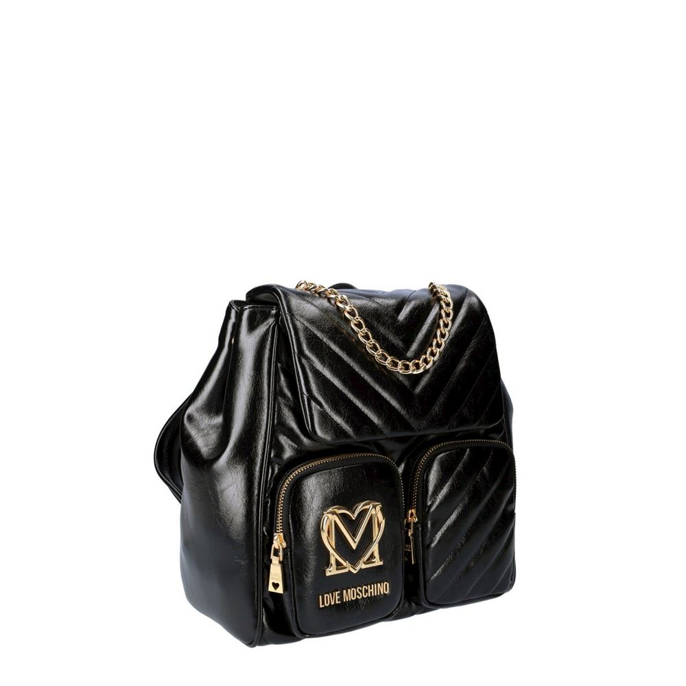 Love Moschino Quilted Oblique Backpack JC4325PP0LKM0000 Black Bags Vendita borse in pelle e accessori moda a Coriano di Rimini Pelletteria Casadei