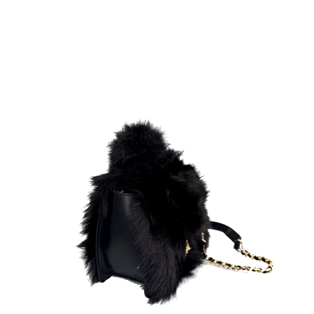 Black fluffy handbag sale