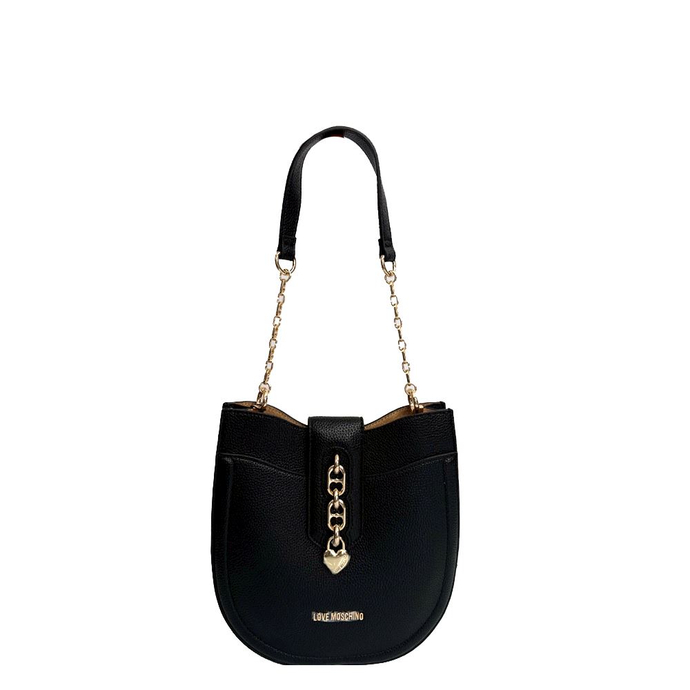 Borsa a Spalla Love Moschino Linea Gold Heart JC4386PP0LKU0000 Nera Borse Vendita borse in pelle e accessori moda a Coriano di Rimini Pelletteria Casadei