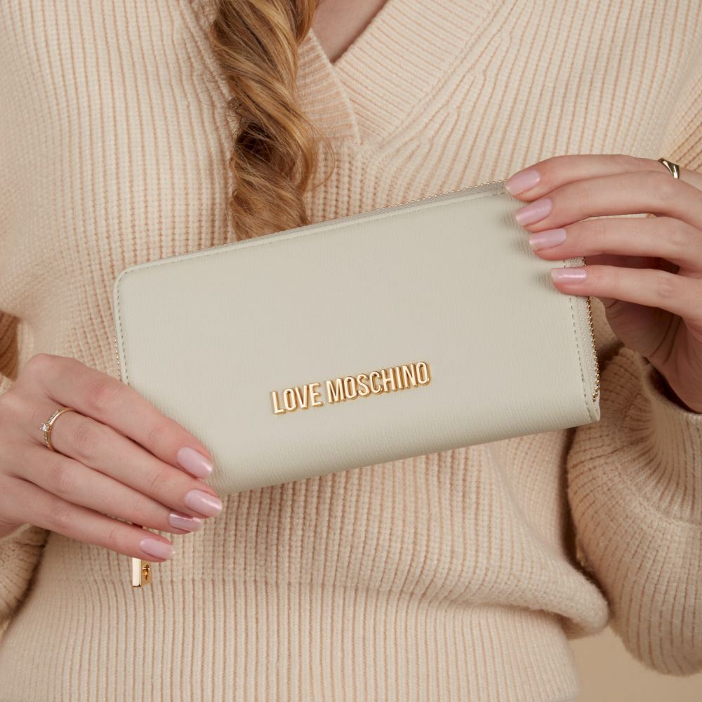 財布・小物その他 LOVE MOSCHINO Woman Wallet Ivory JC5700PP1MLD0 110 Portafoglio Grande Zip Around Love Moschino JC5700PP0LLD0110