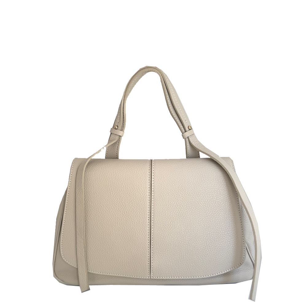 Handbag with Shoulder Strap in Genuine Leather Patta Ivory