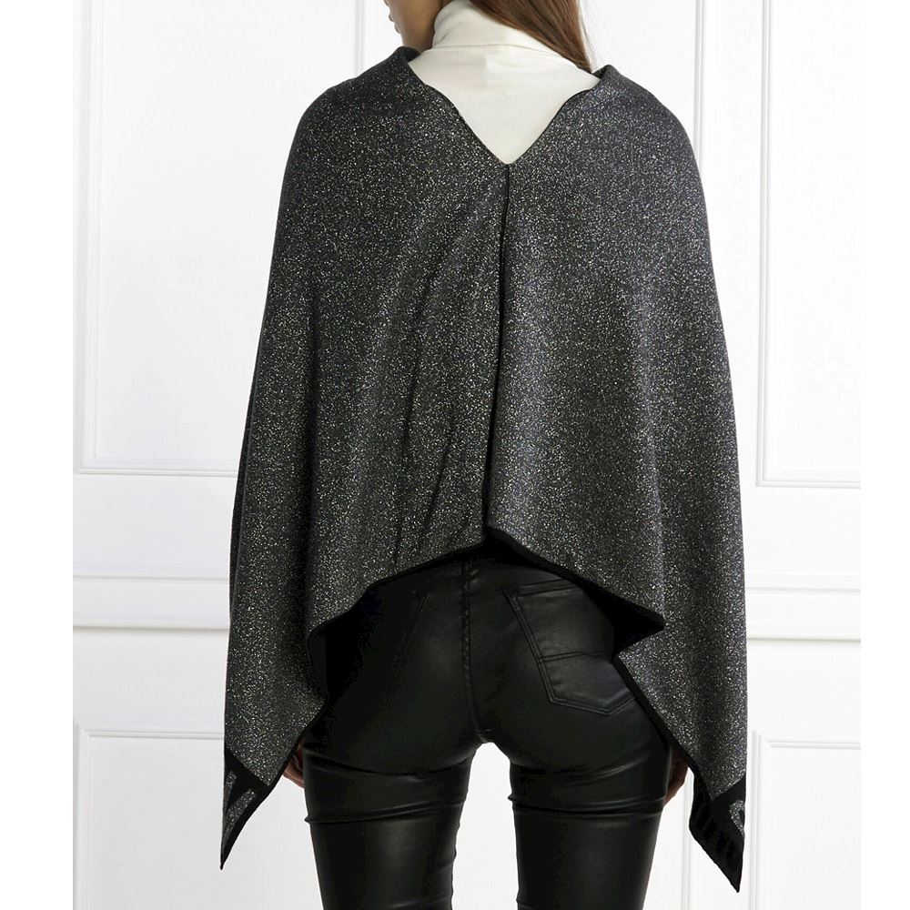 Poncho Reversibile Moschino 30667 M2339 161 Glitter Nero Tessile