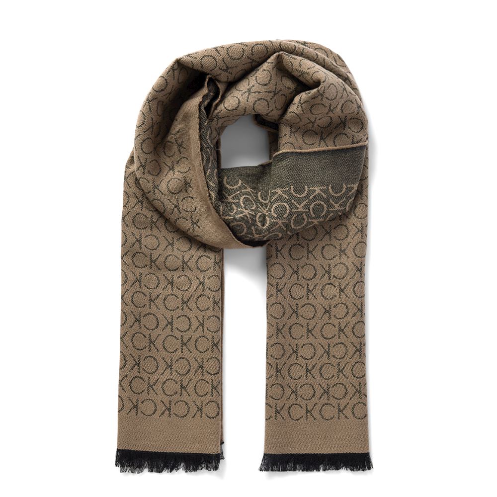 Calvin Klein Scarf K50K509700 PAV Logo Jacquard Beige Black