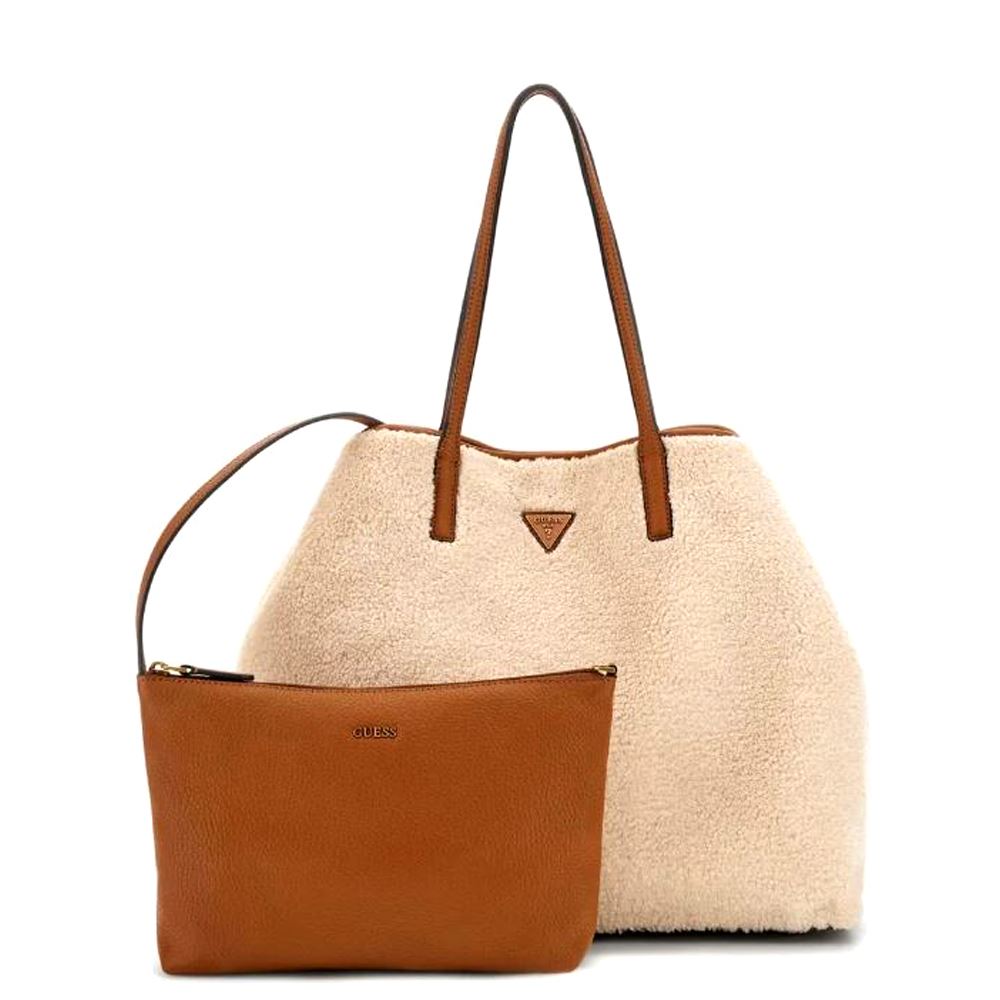 Guess Victoria Line Maxi Eco Leather Shopper WG951429 Natural/Cognac