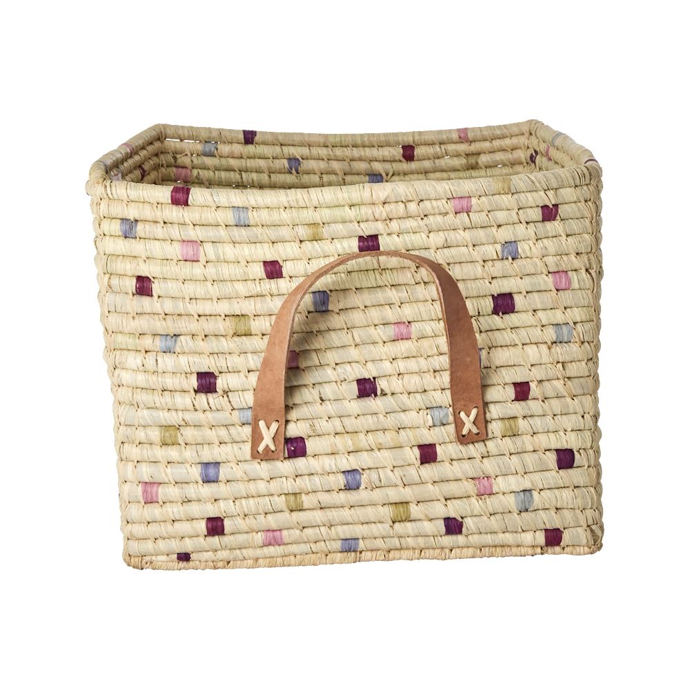 Rice - Cesta raffia pois multicolor Contenitori - Room12 - Prodotti per la  casa e il giardino