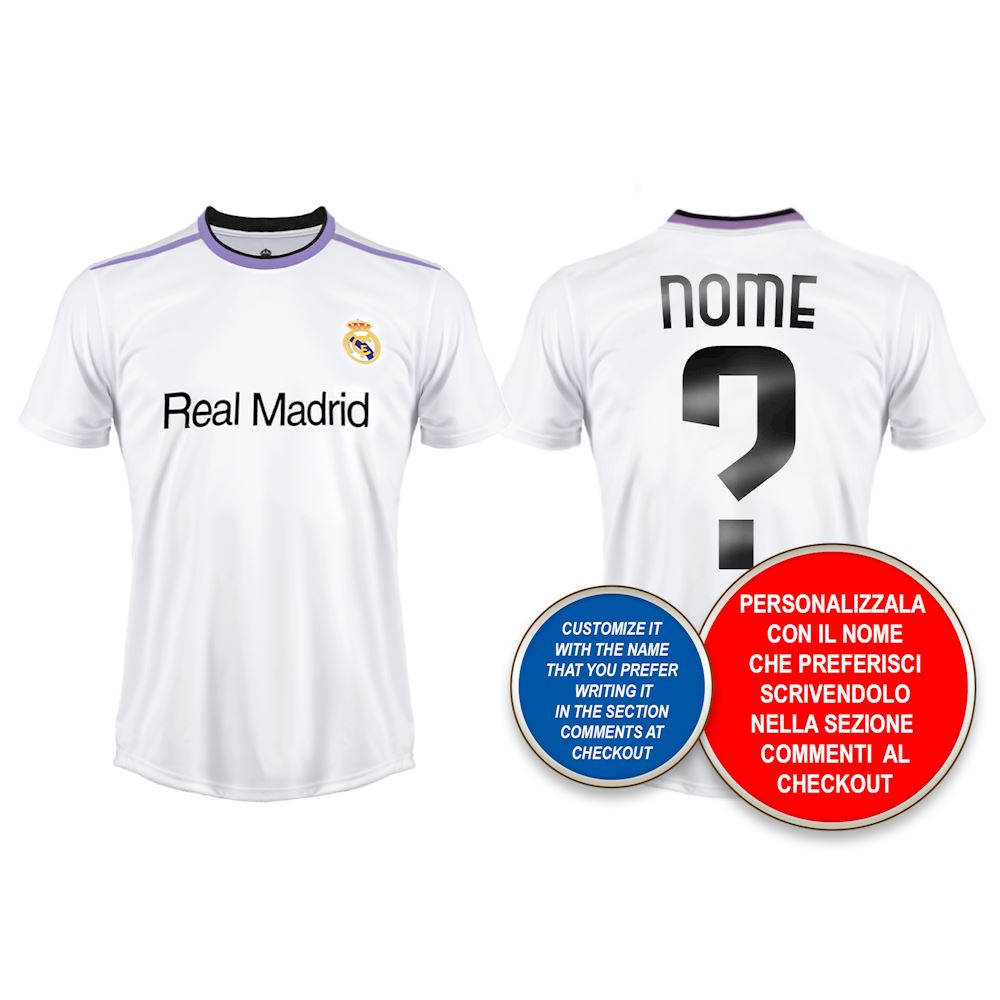 Maglia Calcio Real Madrid CF 22/23 - Personalizzat - RM0323 Real Madrid  C.F. - Il miglior negozio di t-shirt a San Marino shop online